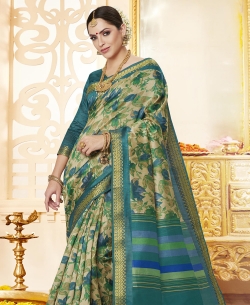 Multi Polyester Staple  Jacquard Border Traditional Sarees
