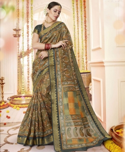 Multi Polyester Staple  Jacquard Border Traditional Sarees