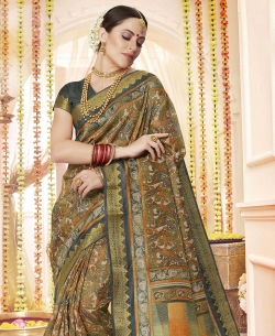 Multi Polyester Staple  Jacquard Border Traditional Sarees