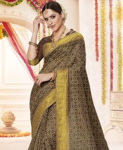 Multi Polyester Staple  Jacquard Border Traditional Sarees