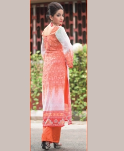 Off White And Orange Georgette Printed Palazzo Suits