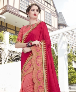 Pink Georgette Border Work Border Sarees