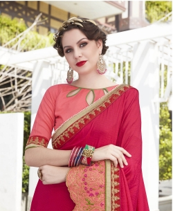 Pink Georgette Border Work Border Sarees