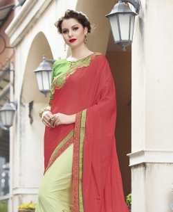 Light Pink Georgette Lace Border Border Sarees