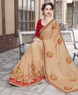 Sandal Georgette Border Work Border Sarees