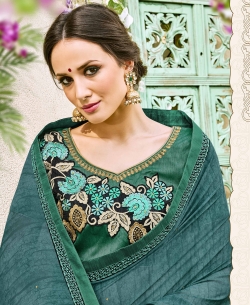 Multi Georgette  Lace Border Half And Half Sarees