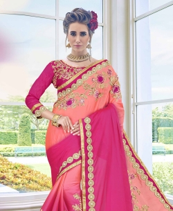 Pink Padding Rangoli Embroidery Designer Sarees