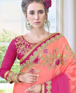 Pink Padding Rangoli Embroidery Designer Sarees