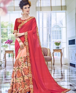 Pink Georgette Embroidery Designer Sarees