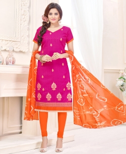 Magento Cotton Jacquard Embroidery Work Chudidhar Suits