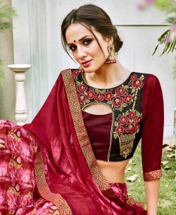 Blue Georgette Plain Border Sarees