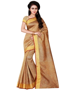Cream Cotton Silk Plain Cotton Sarees