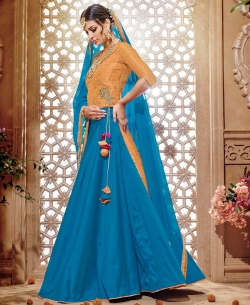 Orange Banarasi Jacquard Jacquard Long Choli Lehengas
