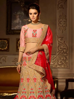 Pink Silk Zardosi A Line Lehengas
