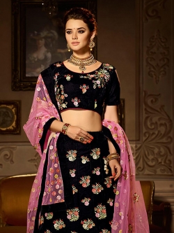 Black Velvet Multi A Line Lehengas
