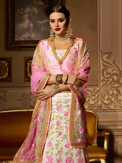 Pink Silk Multi A Line Lehengas
