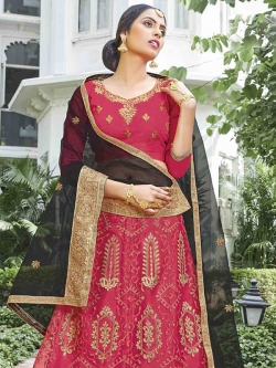 Pink Net Stone Work A Line Lehengas