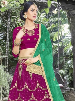 Pink Net Stone Work A Line Lehengas