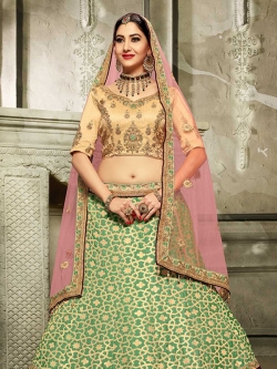 Multi Silk Stone Work A Line Lehengas