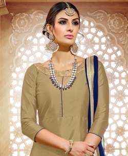 Beige Taffeta Silk Lace Long Choli Lehengas