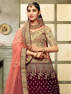 Pink Velvet Stone Work A Line Lehengas