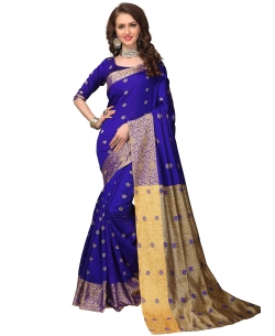 Blue Banarasi Silk Jacquard Traditional Sarees