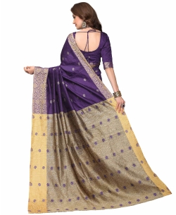 Purple Banarasi Silk Jacquard Traditional Sarees