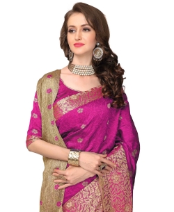 Pink Banarasi Silk Jacquard Traditional Sarees
