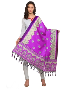 Pink Art Silk Printed Dupattas