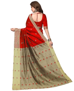 Red Banarasi Silk Jacquard Traditional Sarees