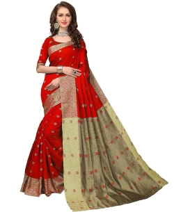 Red Banarasi Silk Jacquard Traditional Sarees