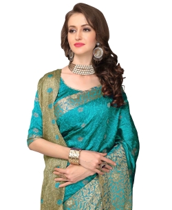 Green Banarasi Silk Jacquard Traditional Sarees