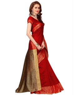 Red Banarasi Silk Jacquard Traditional Sarees