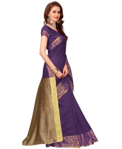Purple Banarasi Silk Jacquard Traditional Sarees