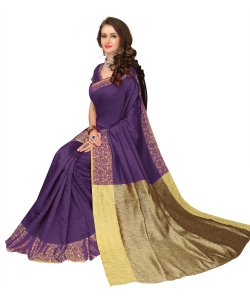Purple Banarasi Silk Jacquard Traditional Sarees