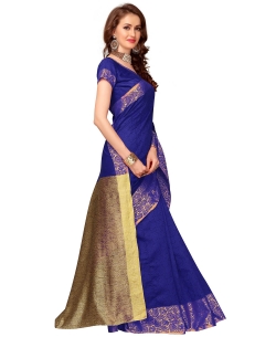Blue Banarasi Silk Jacquard Traditional Sarees