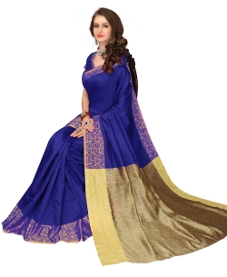Blue Banarasi Silk Jacquard Traditional Sarees
