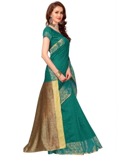 Green Banarasi Silk Jacquard Traditional Sarees