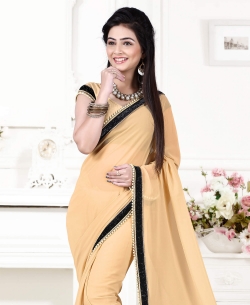 Chiku Georgette Moti Heavy Border Border Sarees