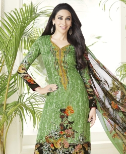 Light Green Heavy Cotton Floral Design Chudidhar Suits