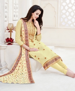 Lime Cream Georgette Floral Design Straight Suits