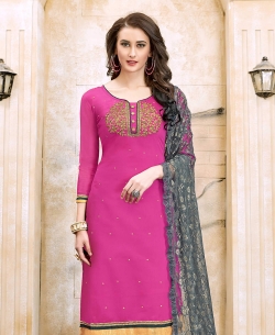 Pink Modal Cotton Floral Design Straight Suits