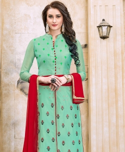 Light Green Modal Cotton Floral Design Straight Suits