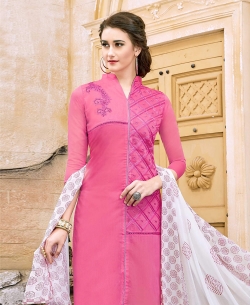 Pink Modal Cotton Printed Straight Suits