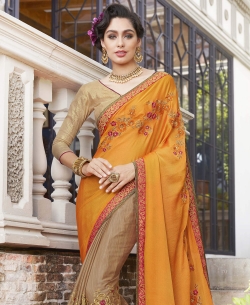 Yellow Sai Chiffon Embroidery Designer Sarees