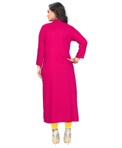 Pink Rayon Embroidery Straight Cut Kurtis