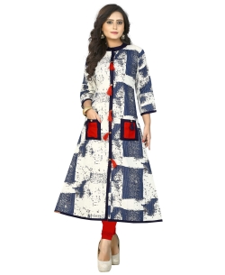Multi Rayon Printed Straight Cut Kurtis
