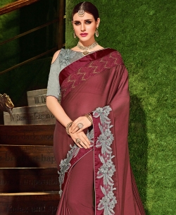 Maroon Georgette Border Work Border Sarees