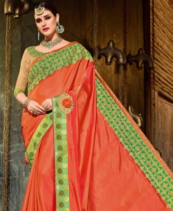 Orange Silk Border Work Border Sarees