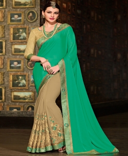 Green Georgette Border Work Border Sarees